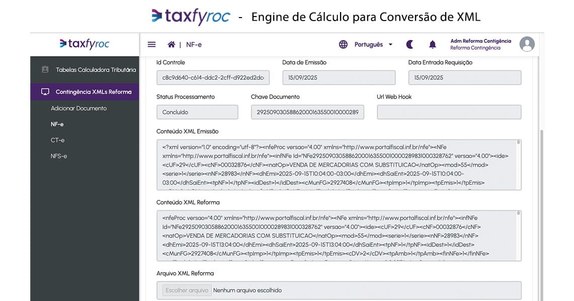 TaxfyRoc — Engine de Cálculo para Conversão de XML